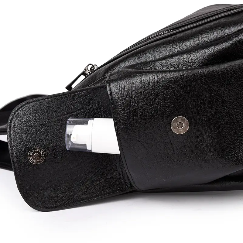 Brown Leather Women's Shoulder Bag with Multiple Pockets — feature 13