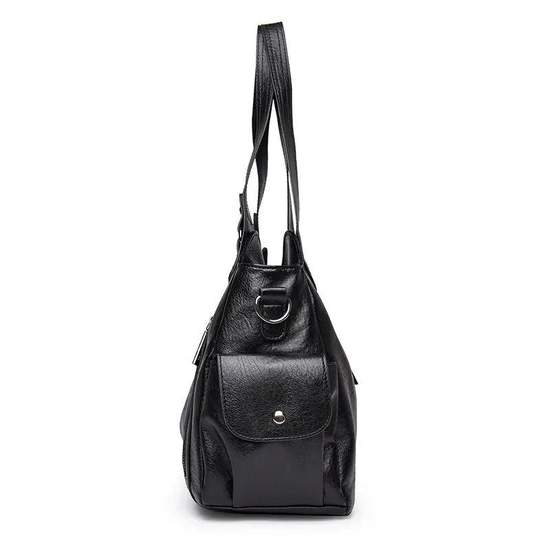 Brown Leather Women's Shoulder Bag with Multiple Pockets — feature 6