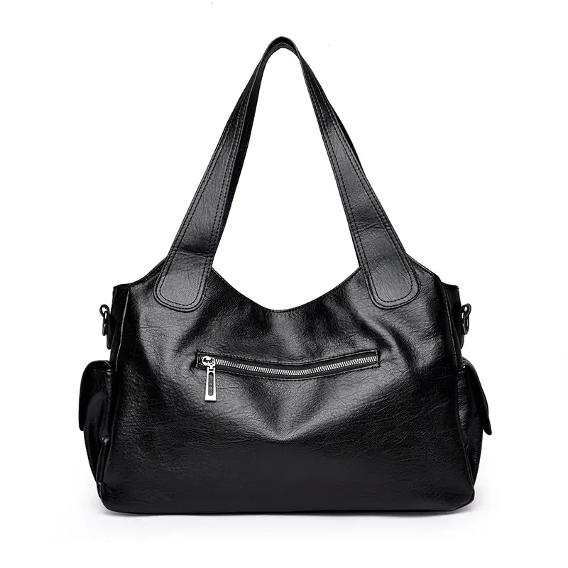 Brown Leather Women's Shoulder Bag with Multiple Pockets — feature 7
