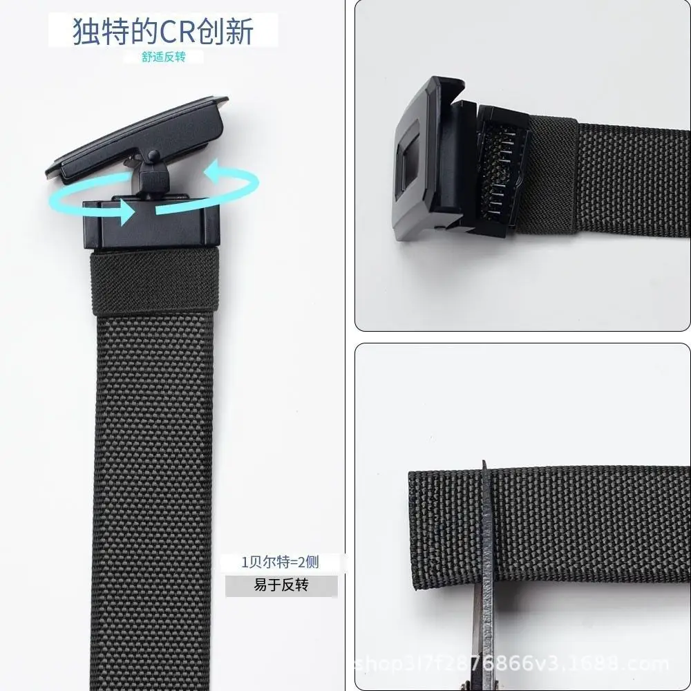Men's Black Nylon Belt with Buckle Outdoor Use