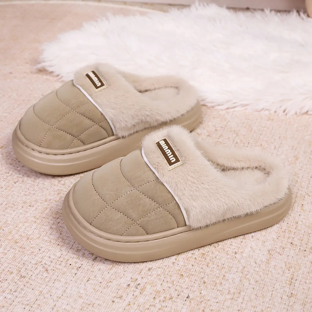 2025 New Autumn and Winter Flat Heel Non-Slip Fleece-Lined Women's Slippers Plush Home Cross-Border Furry Shoes Warm Furry Shoes — feature 14