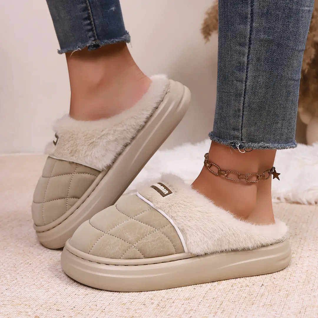 2025 New Autumn and Winter Flat Heel Non-Slip Fleece-Lined Women's Slippers Plush Home Cross-Border Furry Shoes Warm Furry Shoes — feature 17