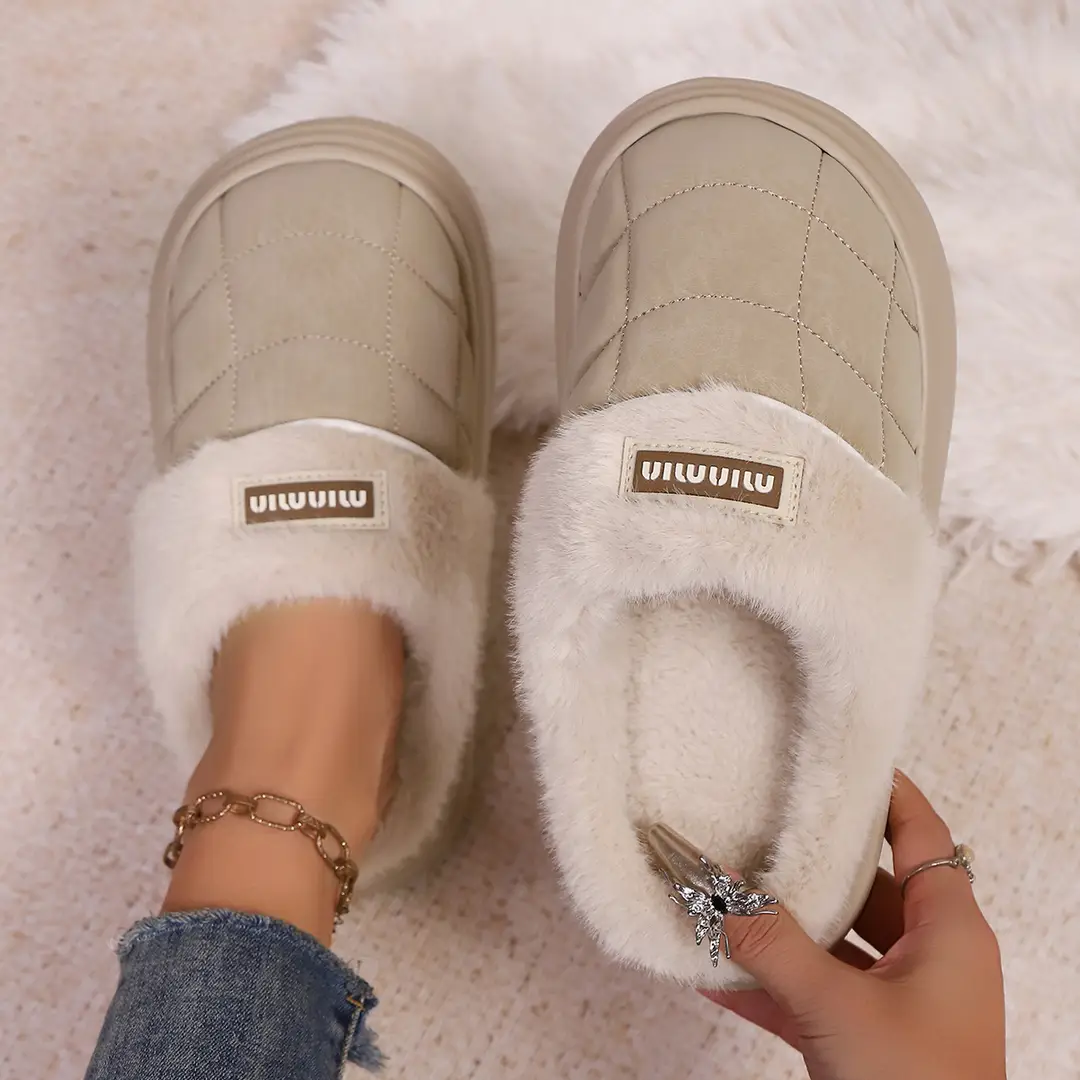 2025 New Autumn and Winter Flat Heel Non-Slip Fleece-Lined Women's Slippers Plush Home Cross-Border Furry Shoes Warm Furry Shoes — feature 19