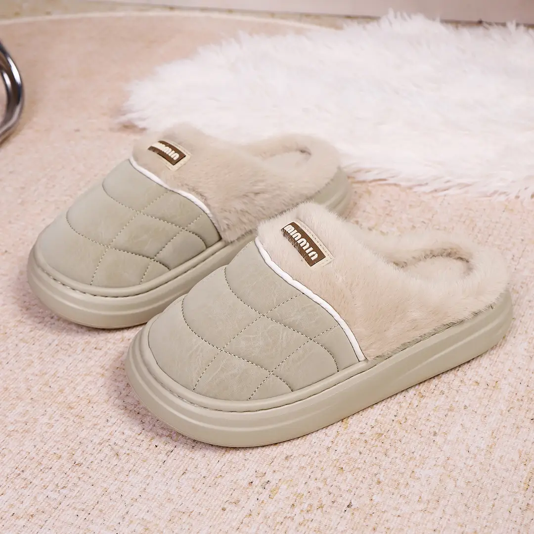 2025 New Autumn and Winter Flat Heel Non-Slip Fleece-Lined Women's Slippers Plush Home Cross-Border Furry Shoes Warm Furry Shoes — feature 8