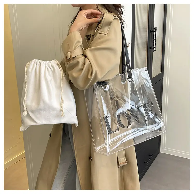 Transparent Love Print Large Shoulder Bag for Women — feature 11