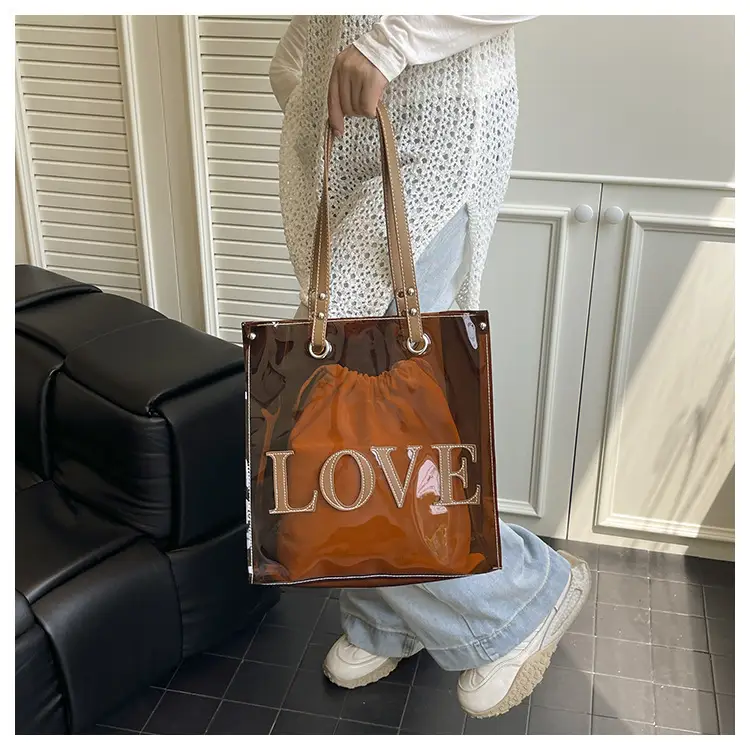 Transparent Love Print Large Shoulder Bag for Women — feature 15