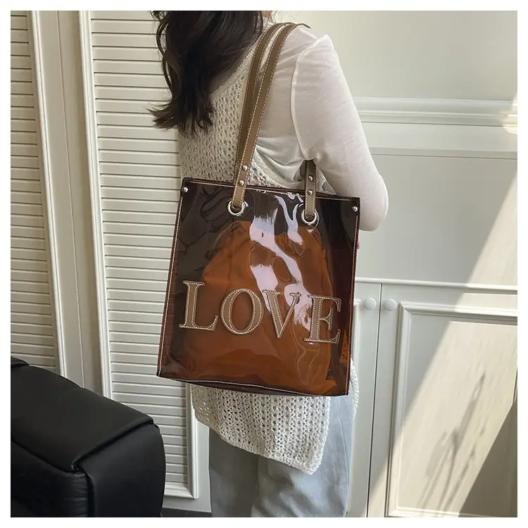 Transparent Love Print Large Shoulder Bag for Women — feature 17