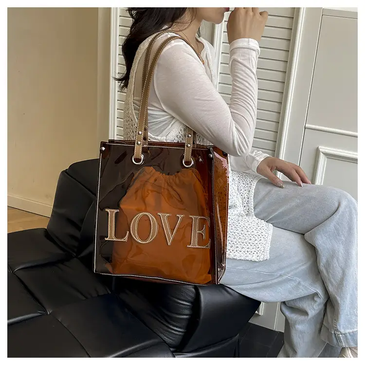 Transparent Love Print Large Shoulder Bag for Women — feature 18