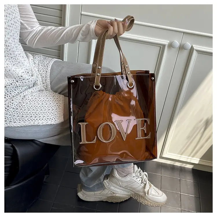 Transparent Love Print Large Shoulder Bag for Women — feature 19