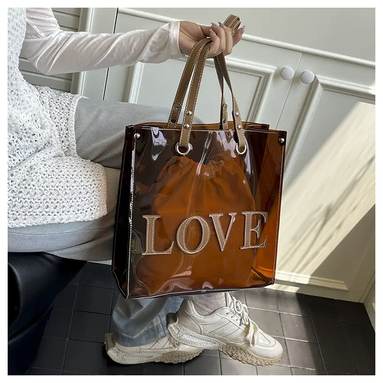 Transparent Love Print Large Shoulder Bag for Women — feature 20