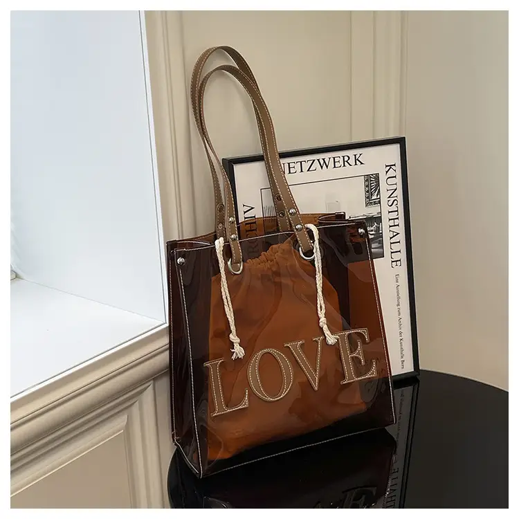 Transparent Love Print Large Shoulder Bag for Women — feature 23