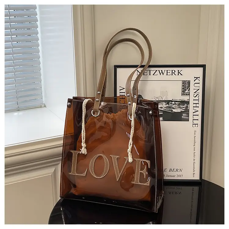 Transparent Love Print Large Shoulder Bag for Women — feature 24