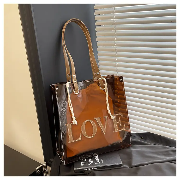 Transparent Love Print Large Shoulder Bag for Women — feature 27