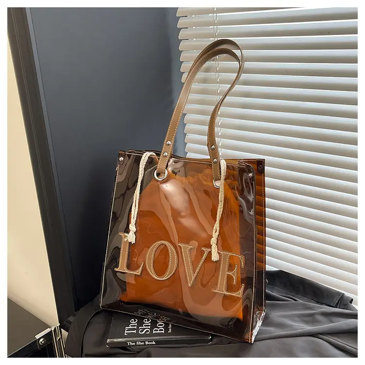Transparent Love Print Large Shoulder Bag for Women — feature 28