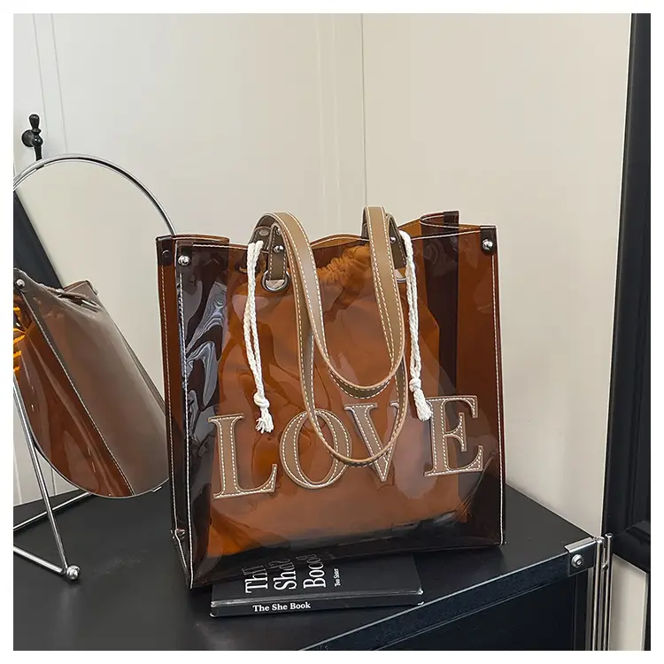 Transparent Love Print Large Shoulder Bag for Women — feature 33