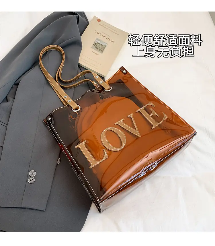 Transparent Love Print Large Shoulder Bag for Women — feature 4