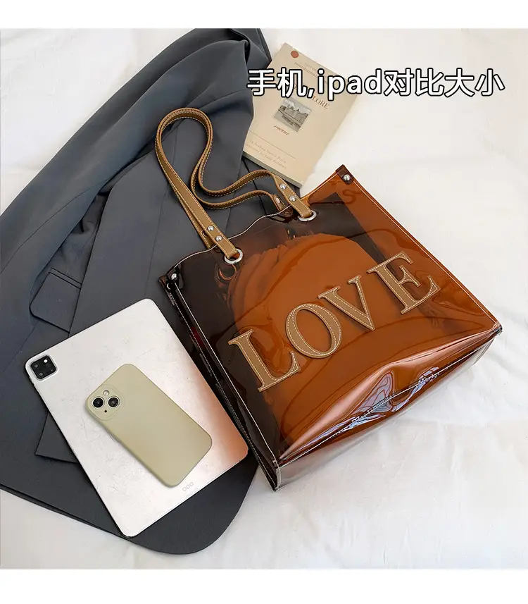 Transparent Love Print Large Shoulder Bag for Women — feature 5