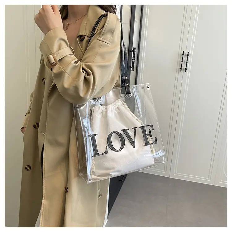 Transparent Love Print Large Shoulder Bag for Women — feature 7