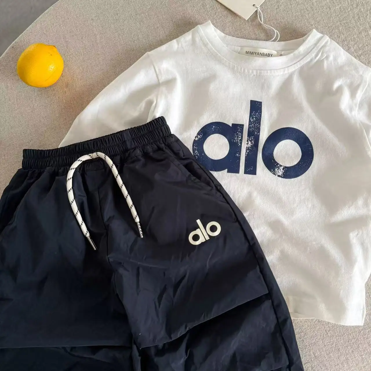Kids Long Sleeve T-Shirt Black White "alo" Brand