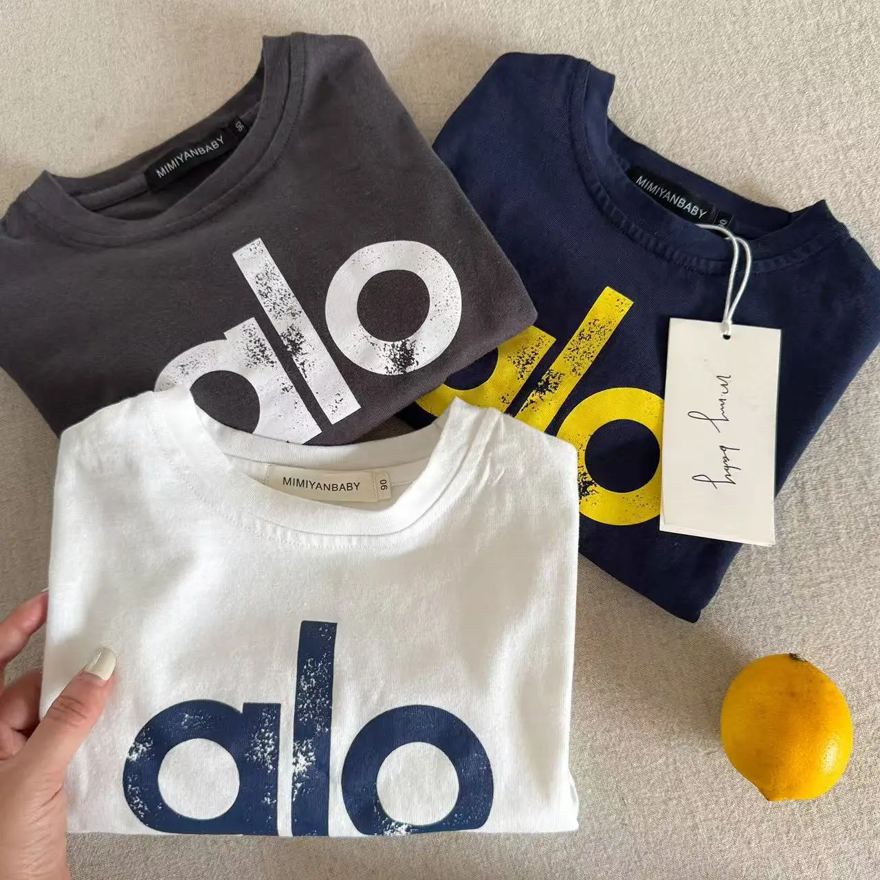 Kids Long Sleeve T-Shirt Black White "alo" Brand — feature 6