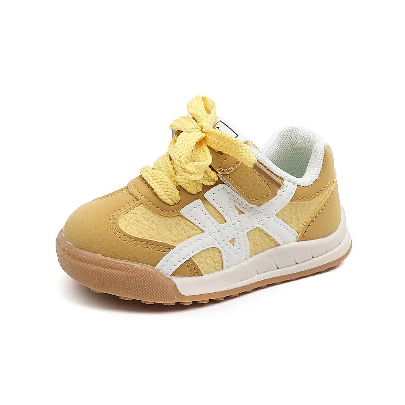 Baby Shoes Soft Yellow Lace Up for Kids