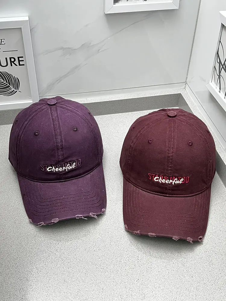 Women Letter Embroidered Baseball Caps Purple Maroon — feature 4