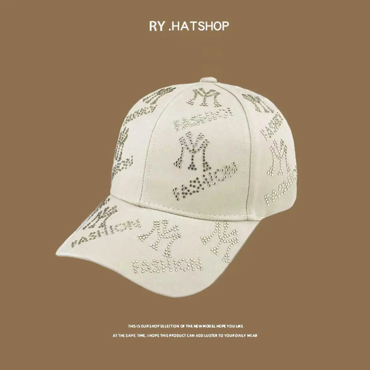 White Korean Letter Rhinestone Cap Unisex 2025 - Image 5