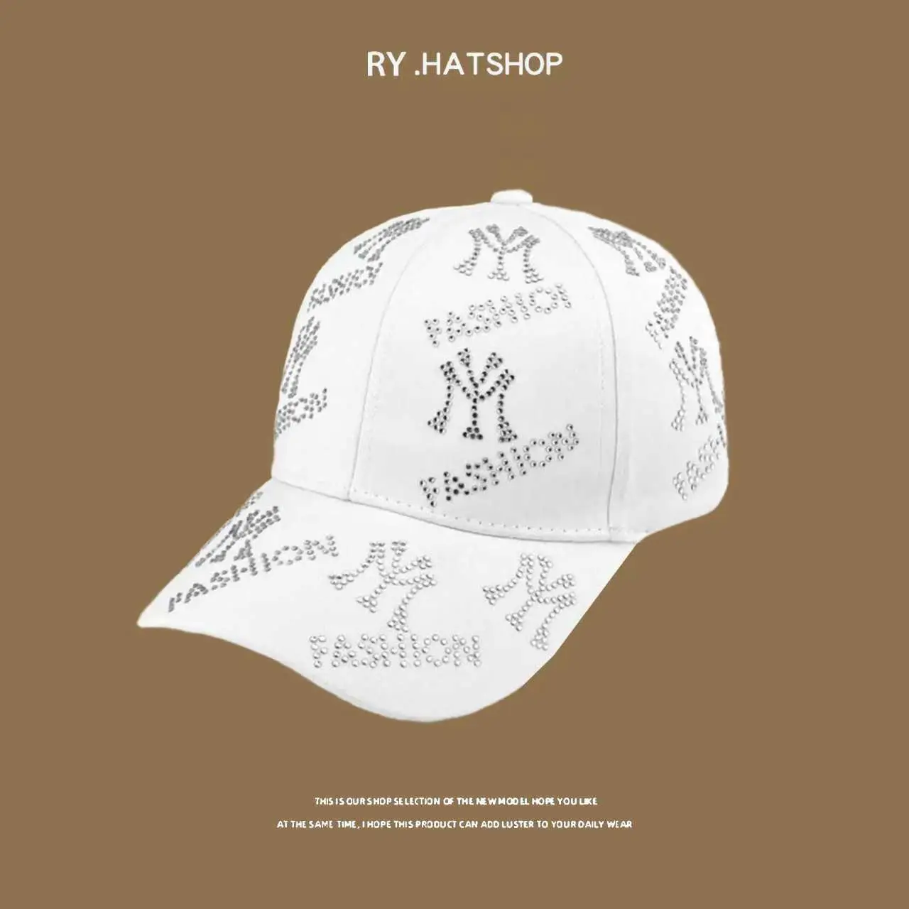 White Korean Letter Rhinestone Cap Unisex 2025 - Image 8