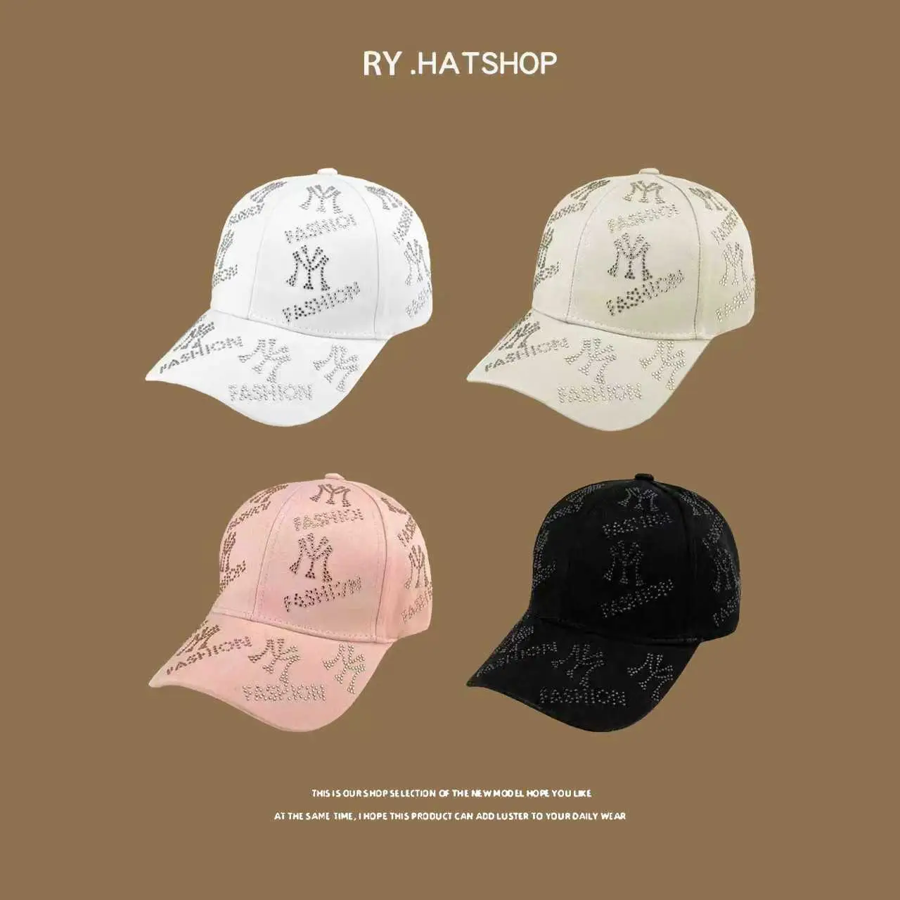 White Korean Letter Rhinestone Cap Unisex 2025 — feature 2