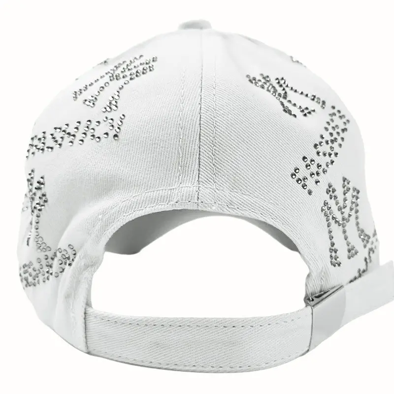 White Korean Letter Rhinestone Cap Unisex 2025 — feature 7