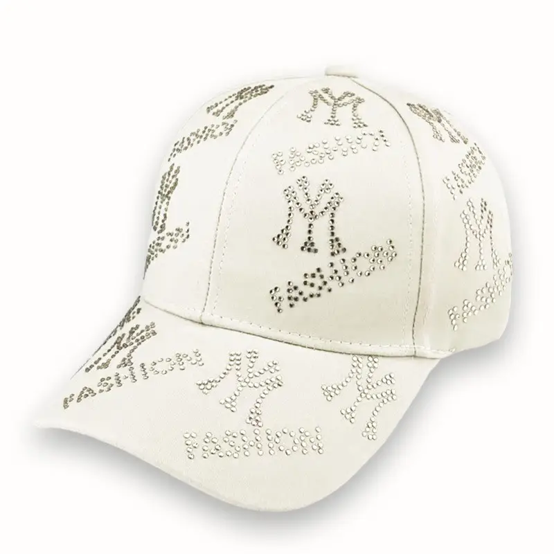 White Korean Letter Rhinestone Cap Unisex 2025 - Image 4