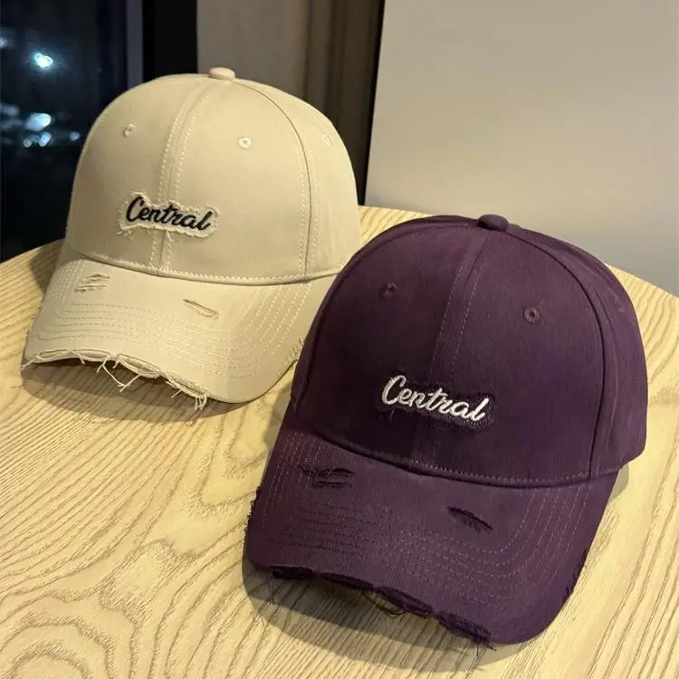 Central Embroidered Distressed Cap for Men Black Pink