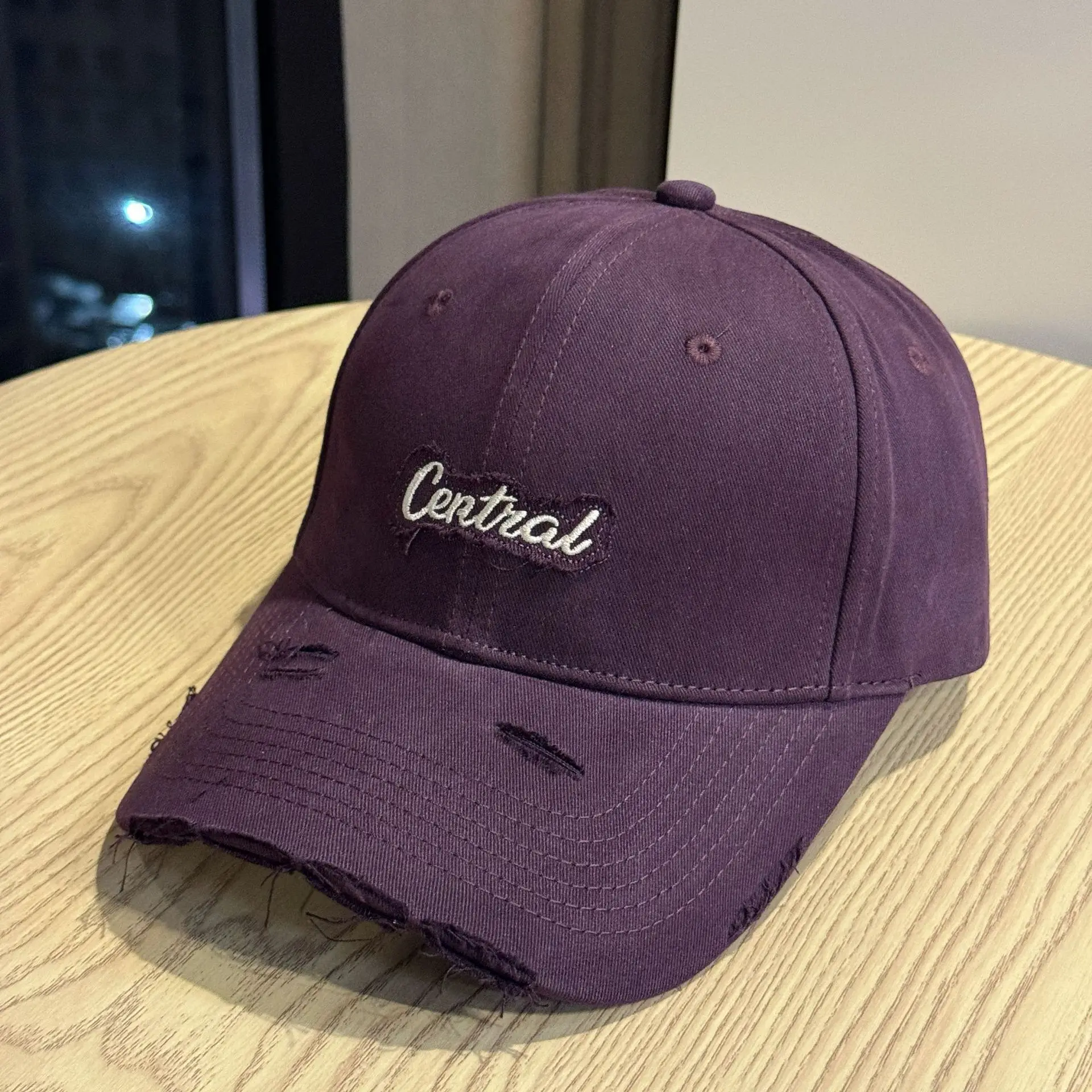 Central Embroidered Distressed Cap for Men Black Pink — feature 12