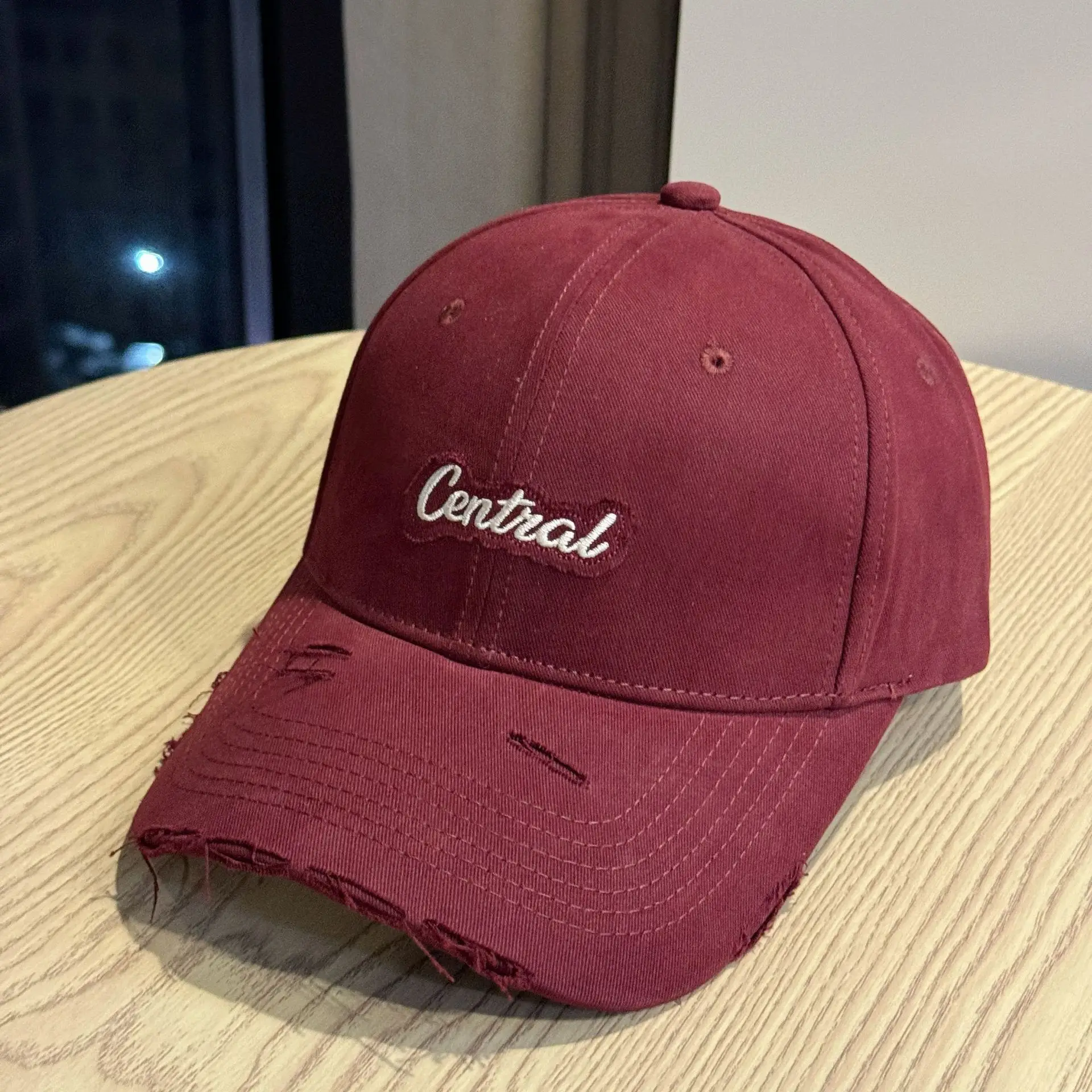 Central Embroidered Distressed Cap for Men Black Pink — feature 14