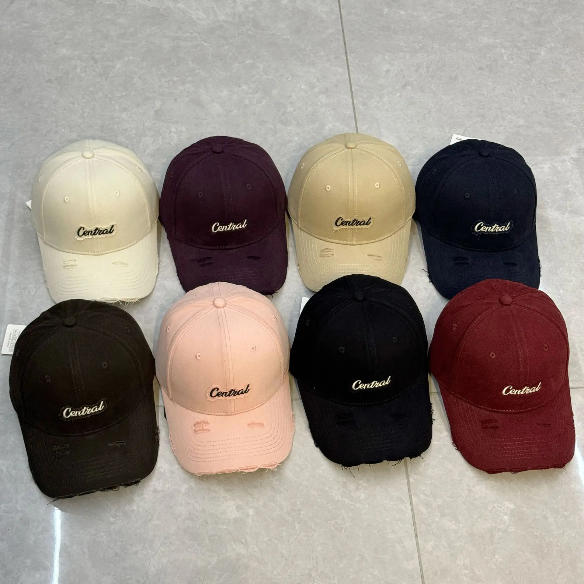 Central Embroidered Distressed Cap for Men Black Pink — feature 5