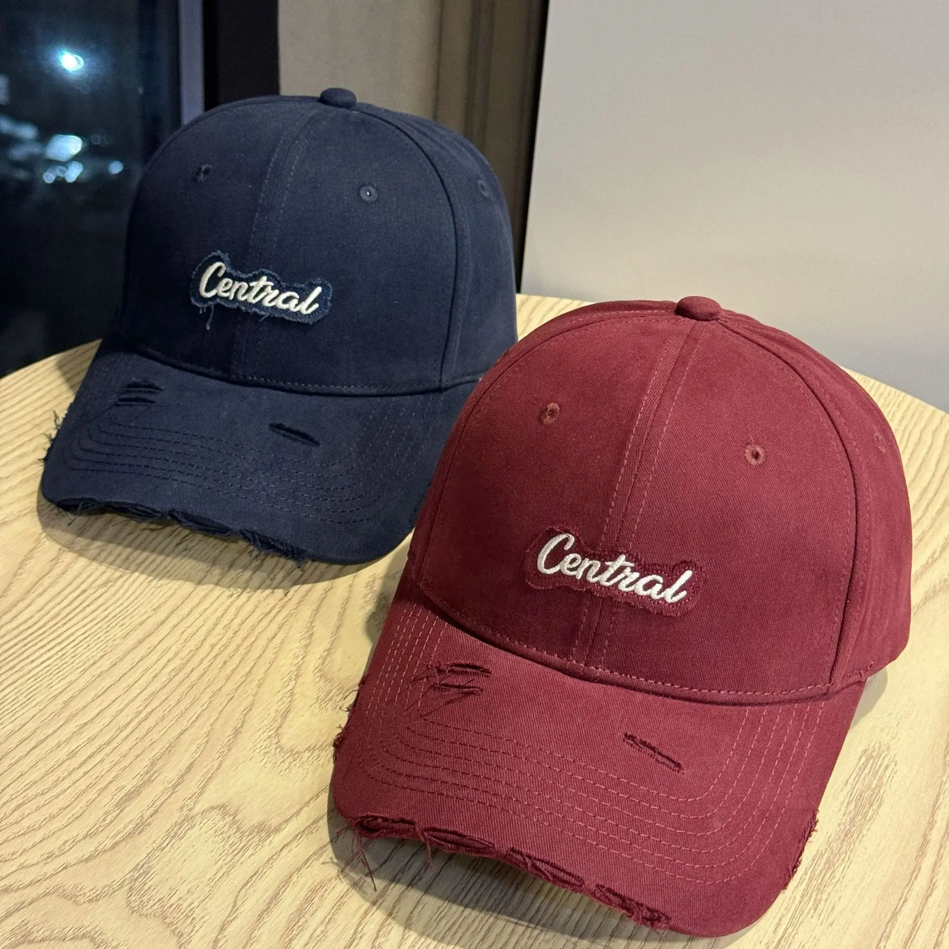 Central Embroidered Distressed Cap for Men Black Pink — feature 6