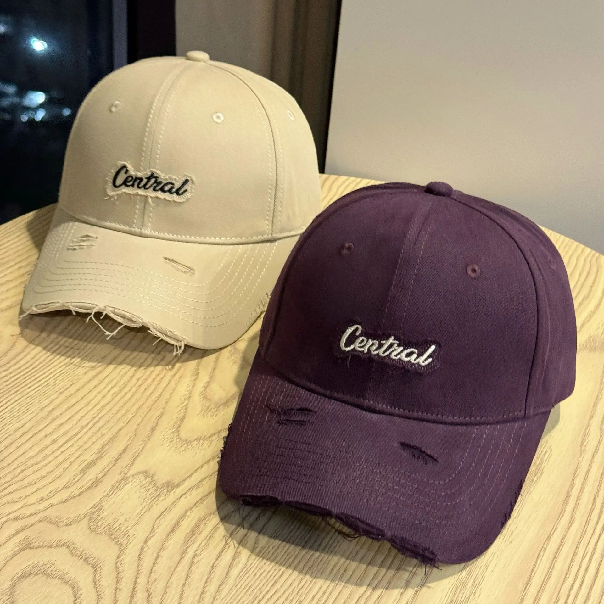 Central Embroidered Distressed Cap for Men Black Pink — feature 8