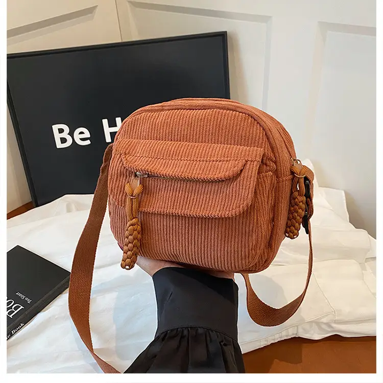 Women's Cream Corduroy Crossbody Bag 2025 - Image 6