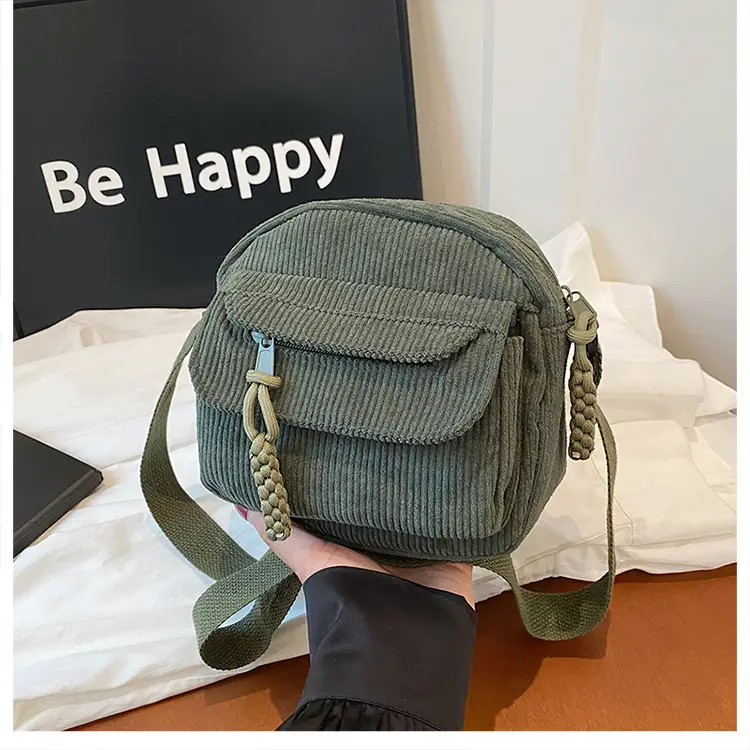 Women's Cream Corduroy Crossbody Bag 2025 - Image 8