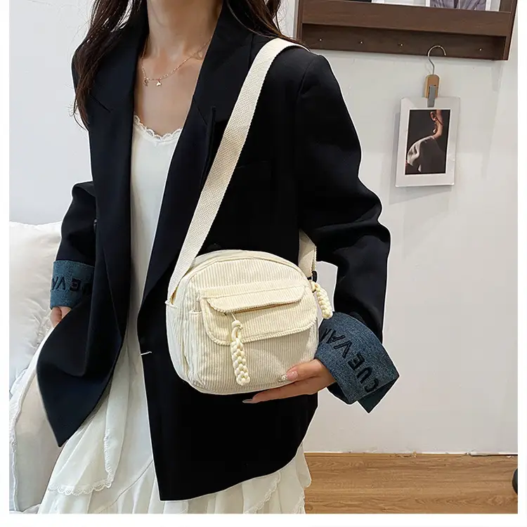 Women's Cream Corduroy Crossbody Bag 2025 — feature 25