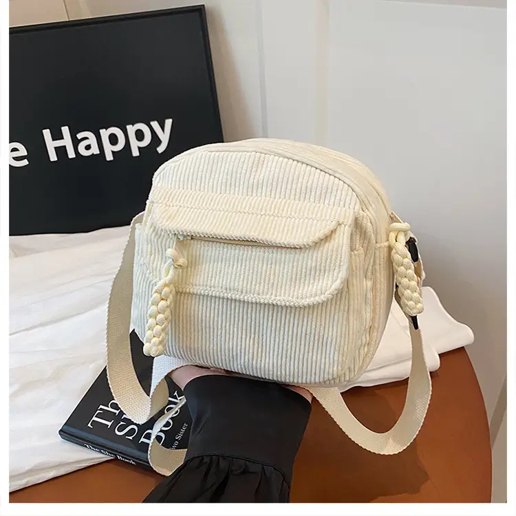 Women's Cream Corduroy Crossbody Bag 2025 - Image 2