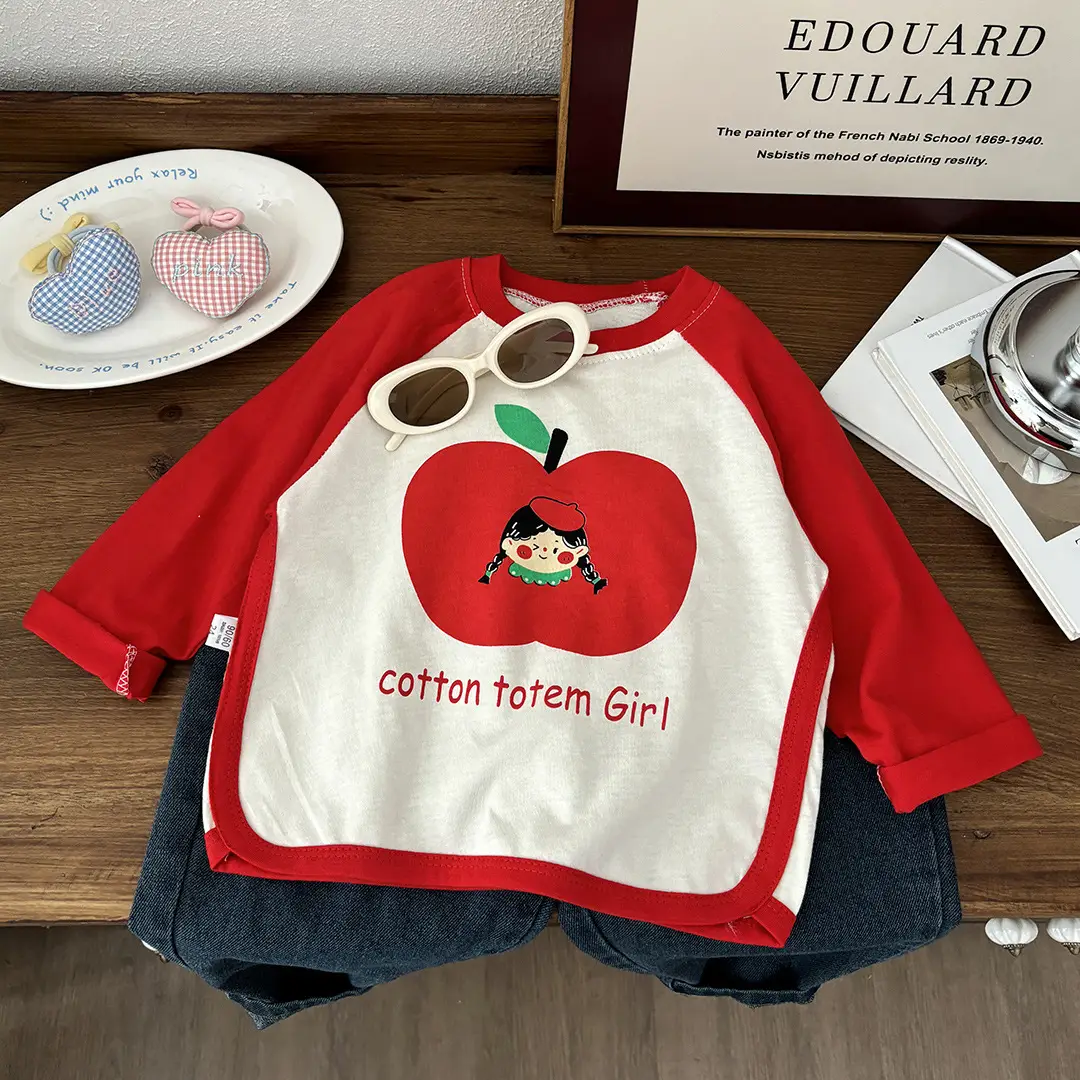 Kids Korean Style Long Sleeve T-Shirt Green Cream