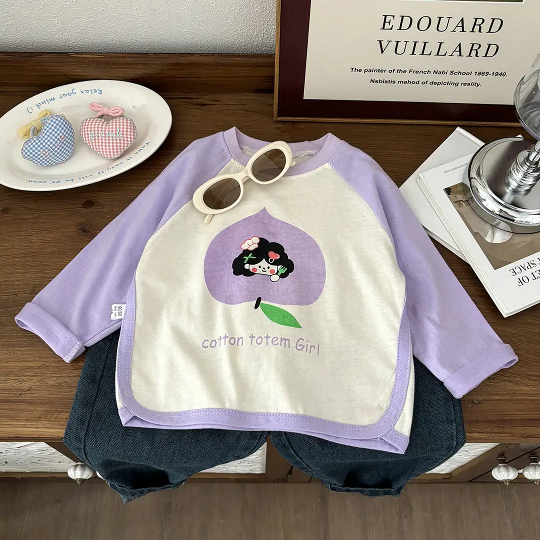 Kids Korean Style Long Sleeve T-Shirt Green Cream