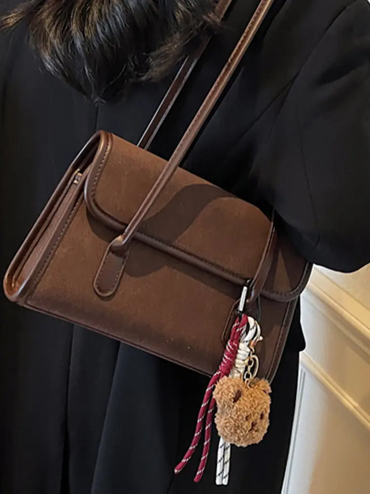 Large Capacity Satchel Bag for Women Brown Leather - Image 9