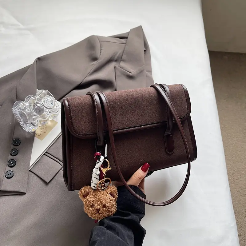 Large Capacity Satchel Bag for Women Brown Leather - Image 3