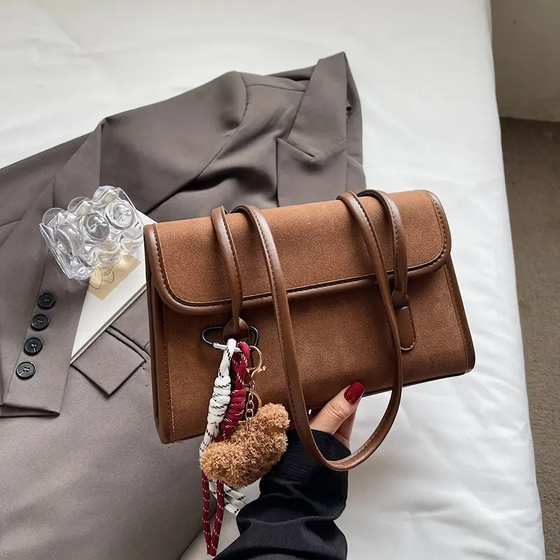 Large Capacity Satchel Bag for Women Brown Leather - Image 4