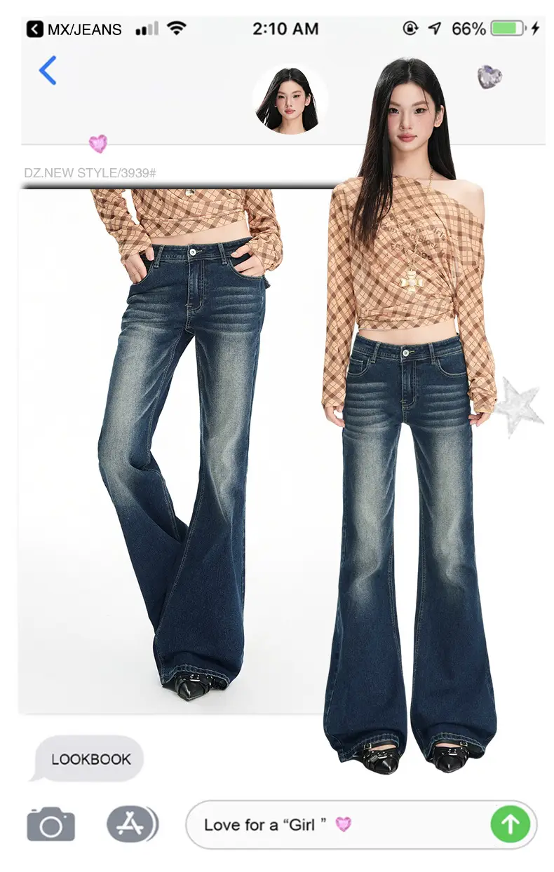 Dark Blue Flared Jeans 2025 Low Waist Stretchy — feature 1