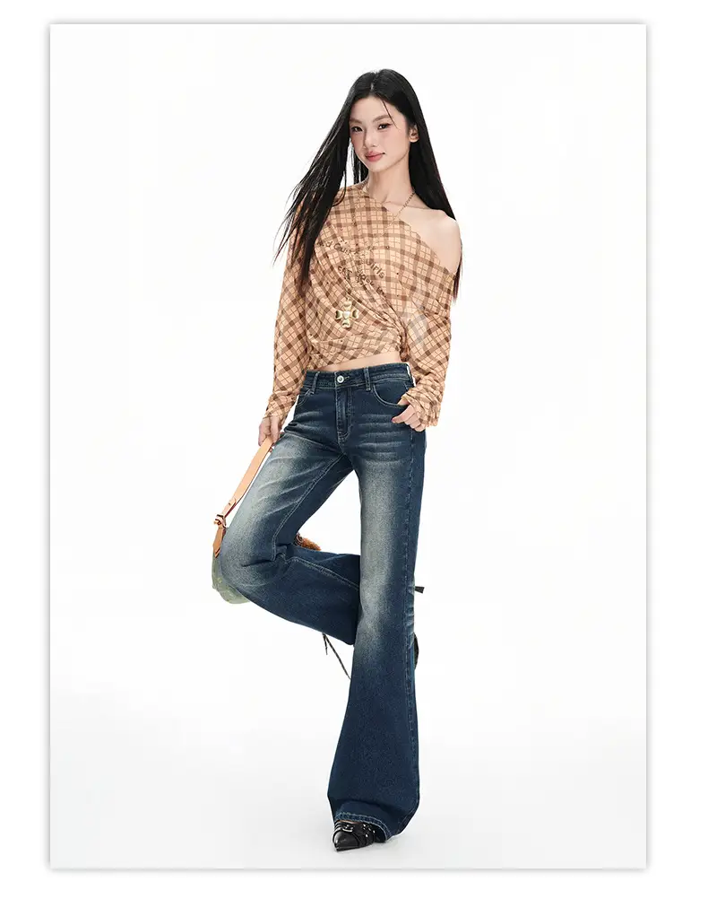 Dark Blue Flared Jeans 2025 Low Waist Stretchy — feature 10