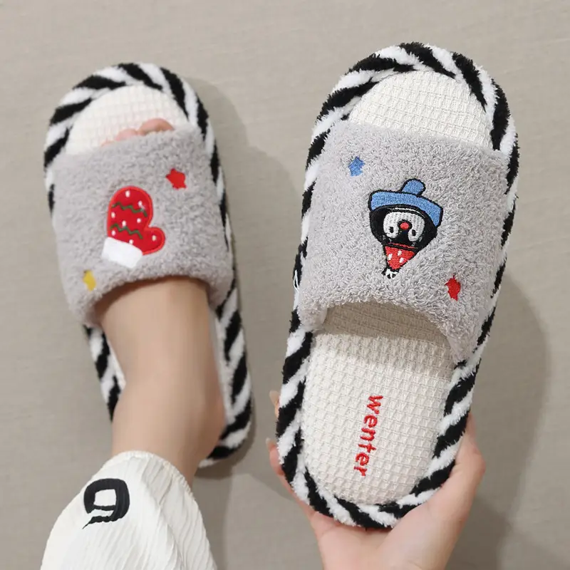 Open-Toe Home Slippers for Women, Breathable and Sweat-Absorbent for All Seasons, Indoor Non-Slip Silent Korean Style Cotton Slippers for Girls, Summer - Image 6