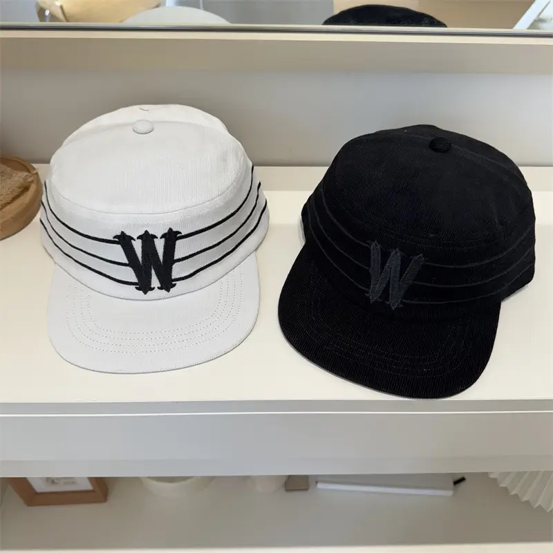 W Embroidered Duckbill Caps Unisex Corduroy - Image 3
